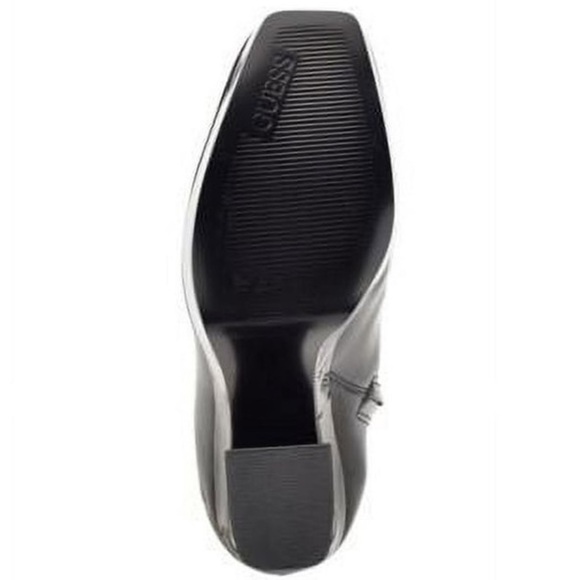 GUESS • Black Leather Square Toe Heeled Boots - Picture 3 of 6